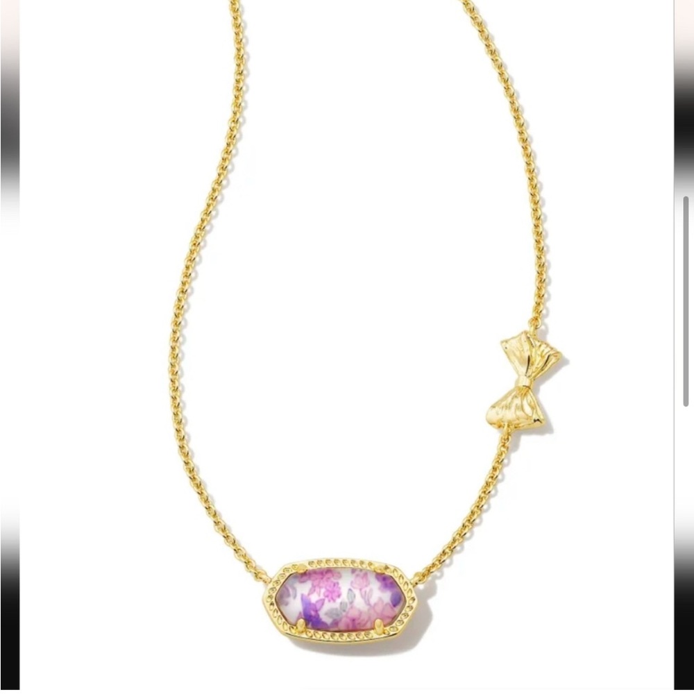 Kendra Scott x LoveShackFancy Elisa Necklace In Sunny Meadow Ditsy Purple Iris